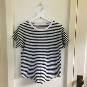 Madewell Black/White Striped Cotton Tee